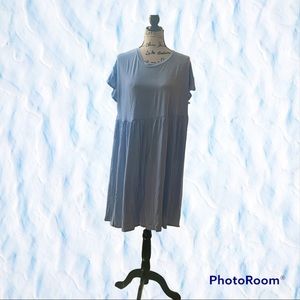 Scoop flutter sleeve cotton jersey dress . NWT knit loose fit  summer Midi 12-14